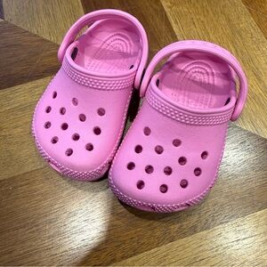 CROCS Kids Pink Classic Clogs with Heel Strap